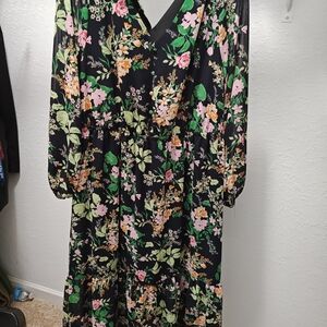Adore Me Black Floral Long Sleeve Dress